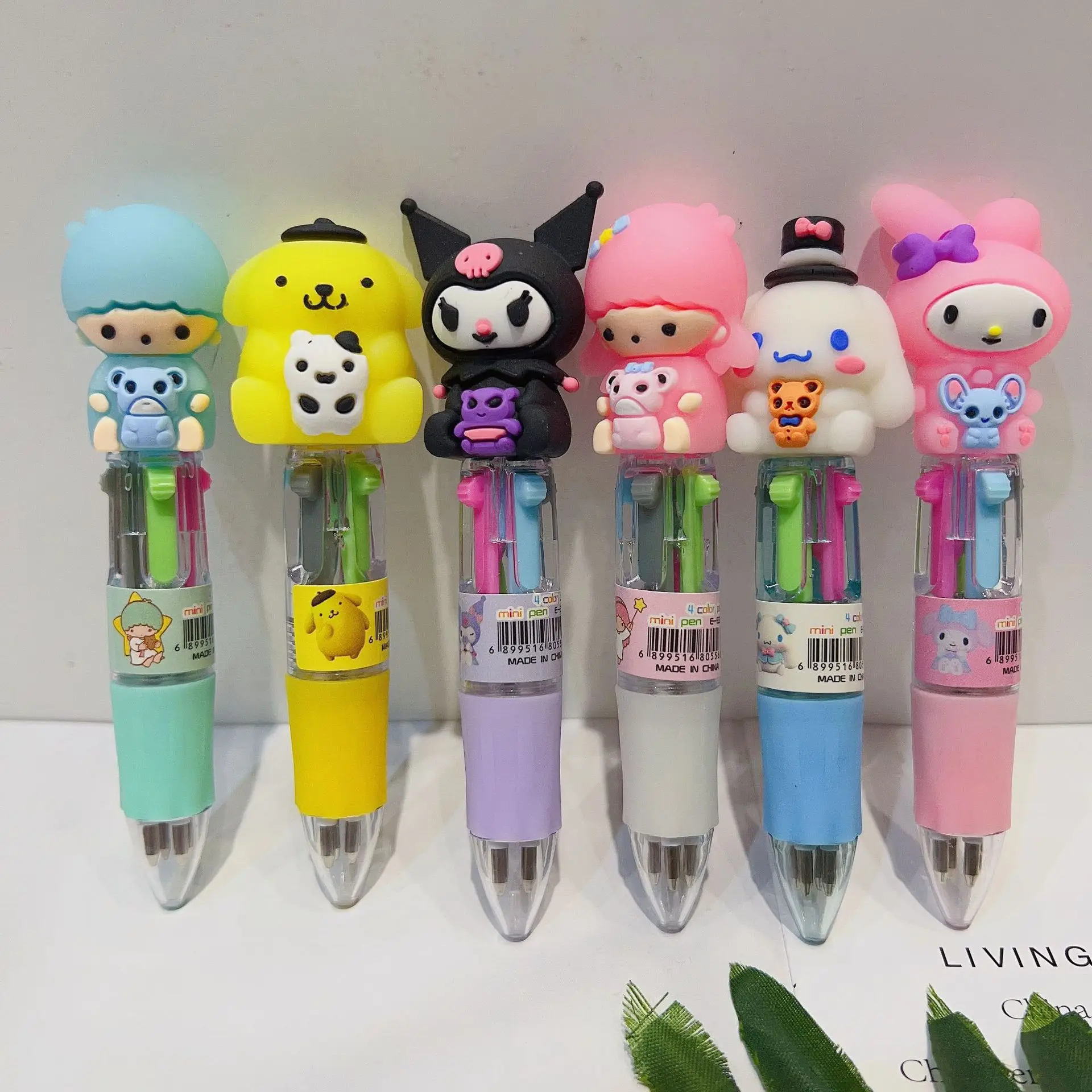 New promotional cute cartoon four-color ballpoint pen student mini multi-color pen press color account pen office supplies