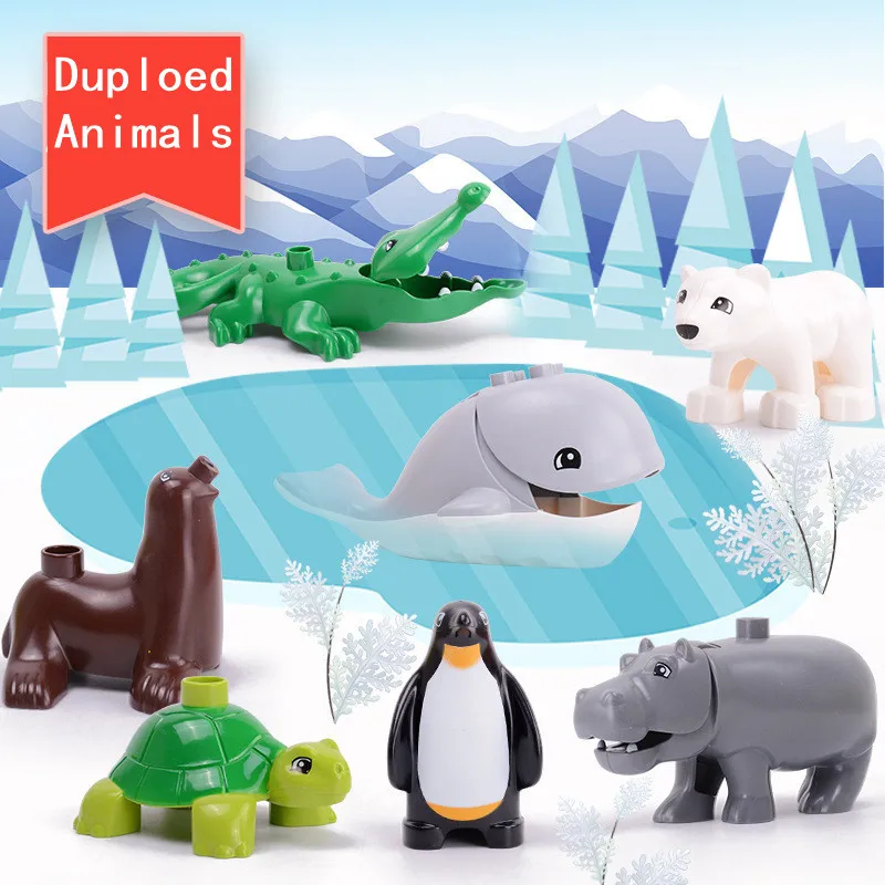 
New Large Animals Blocks Ocean Series Whale and Penguin Big Large Particle Building Blocks Brick Toys For Childrens Kids Gifts 