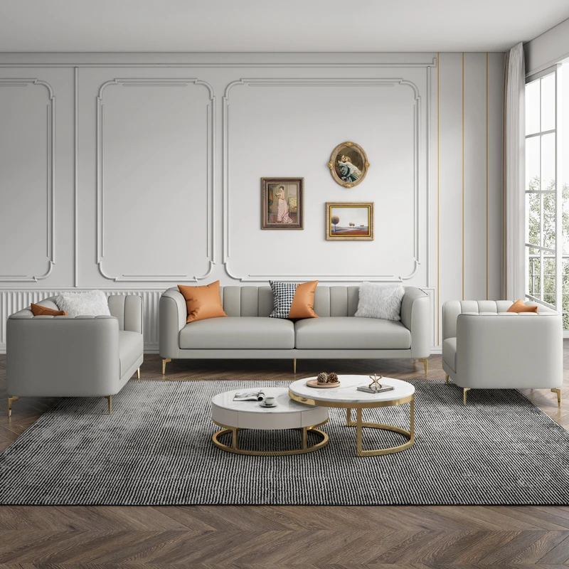 Современный серый диван-кресло 1 + 3 мебель для отеля квартиры гостиной дома офиса кожаный