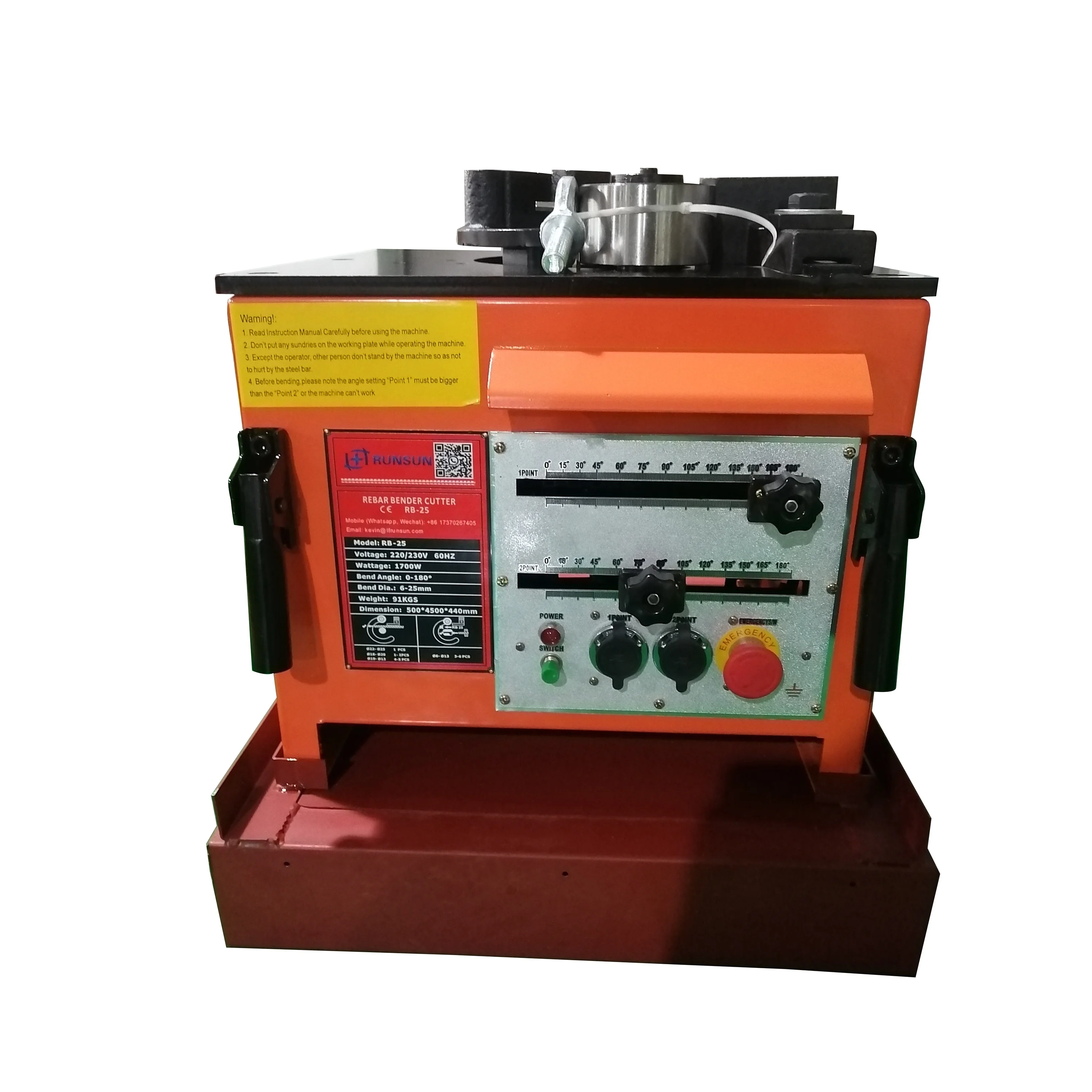 RB25 Single Phase Electric high quality 25mm rebar bender between 0-180 degree bending machine