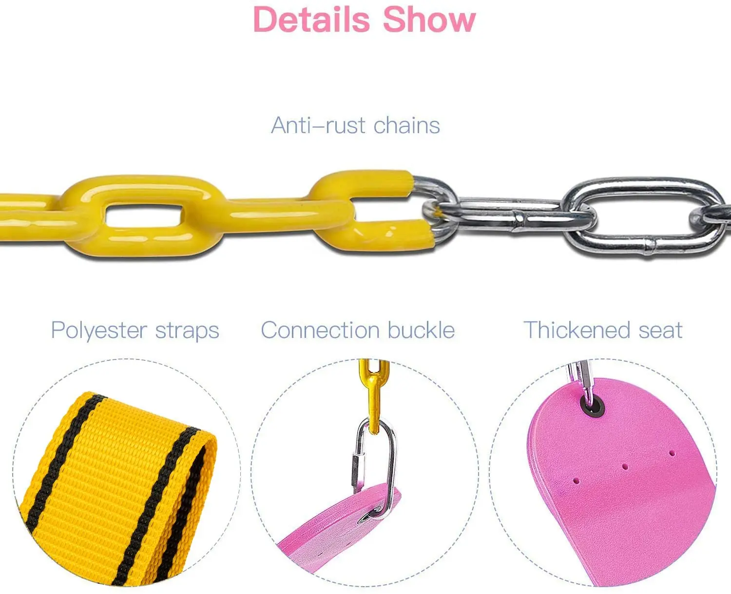 Tree Swings with Anti-Rust Chain Plastic Coated Safety Tree Swing for Adults and Kids