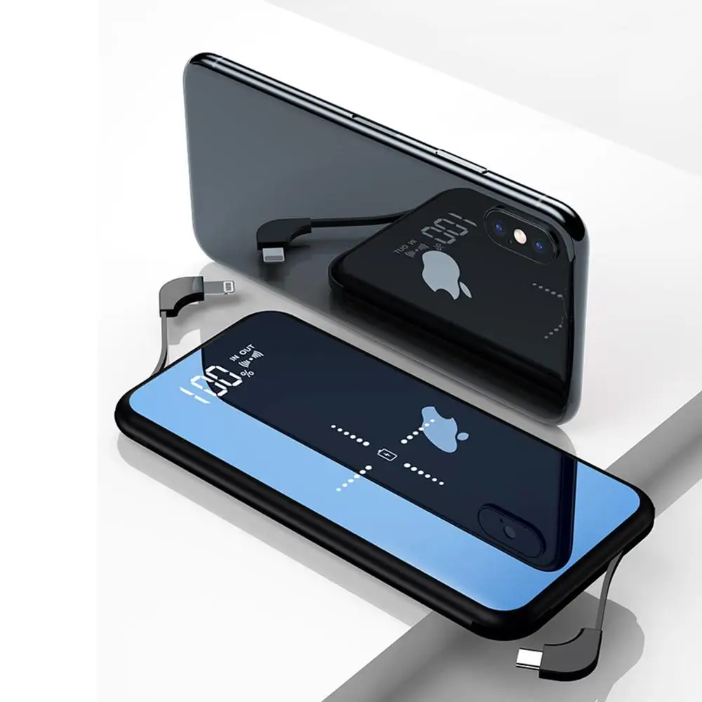 WELUV Высокая емкость 10000 мАч Внешний аккумулятор встроенный кабель для iPhone 11 XS Max Samsung Qi беспроводной внешний аккумулятор