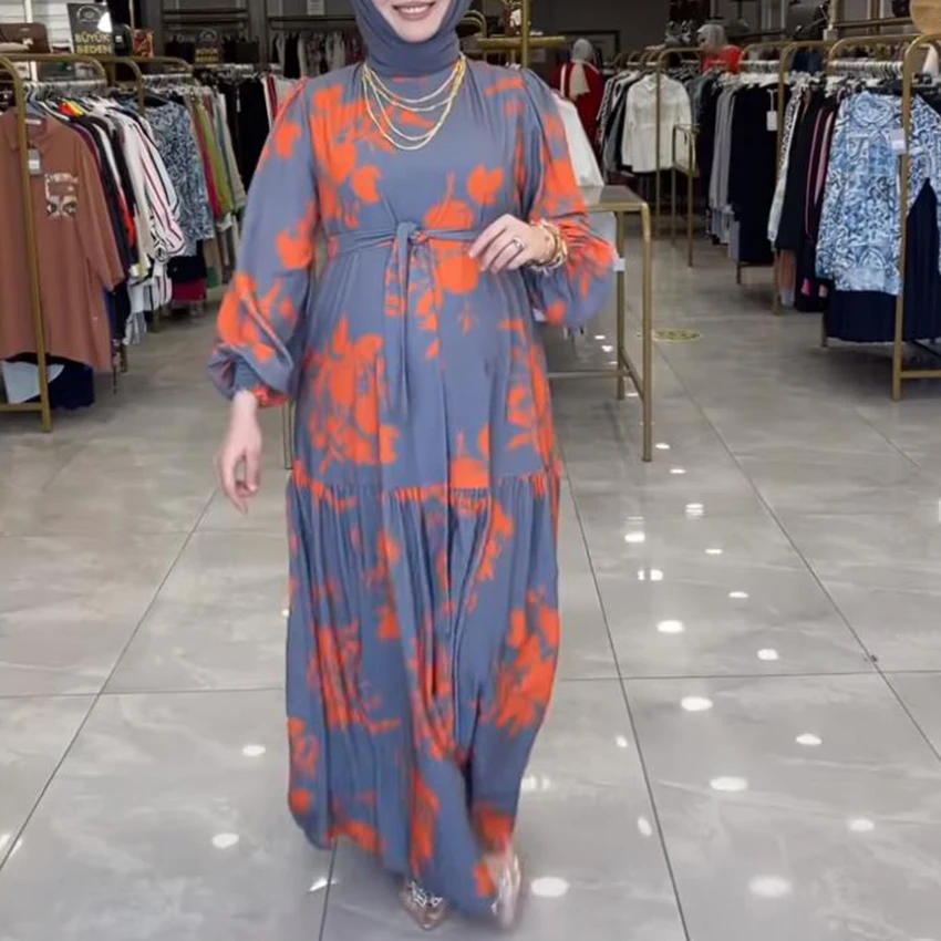 Custom Plus Size Islamic Clothing Women Floral Designs Abaya Modest Kaftan Dress Arab Jilbab Khimar Ethnic Clothing