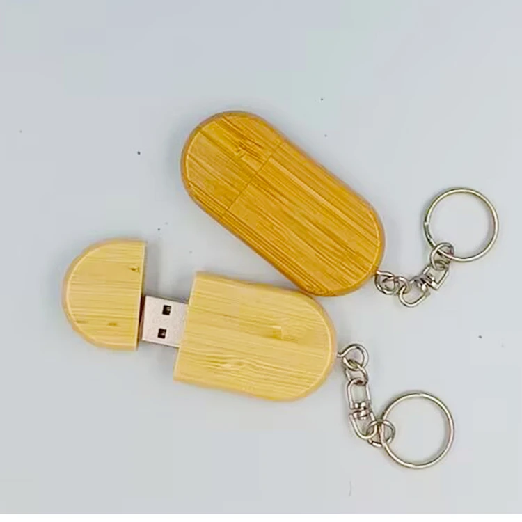 High Quality Customizable Wooden USB Flash Drive with Key Ring 2GB to 64GB Supports Custom Logo for Promotions