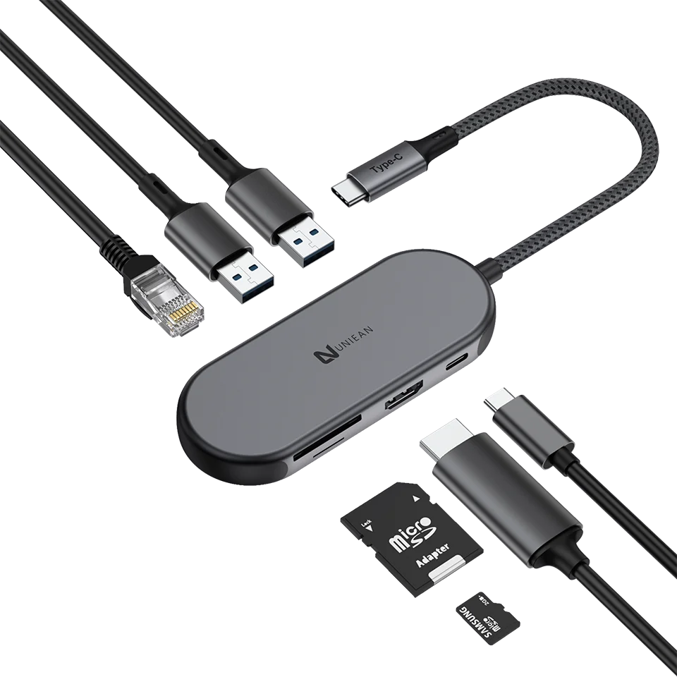 Multi-color Aluminum Alloy 7 Port USB Hub Adapter USB 3.0 Splitter 7 in 1 Hub Adapter Type C Multiport Usb C Hub