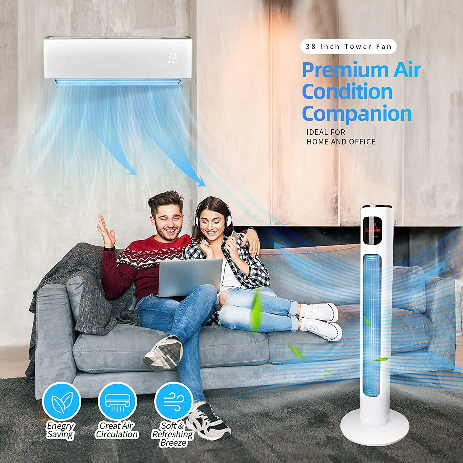 Bladeless cool tower fan cooling fan computer cooling fans with ice