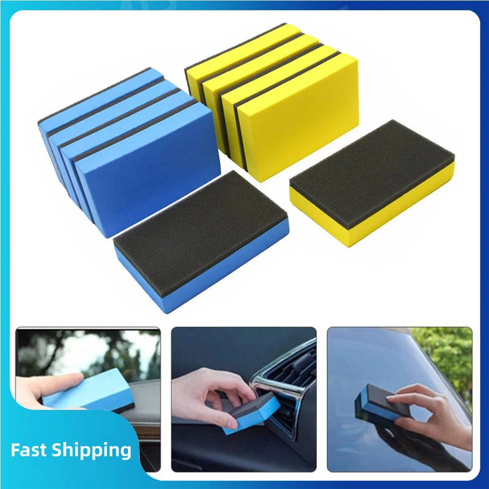 Car Ceramic Coating Sponge Applicator Glass Nano Wax Coat Applicator Pads Sponges Automobile Blue Square Sponge And Cloth