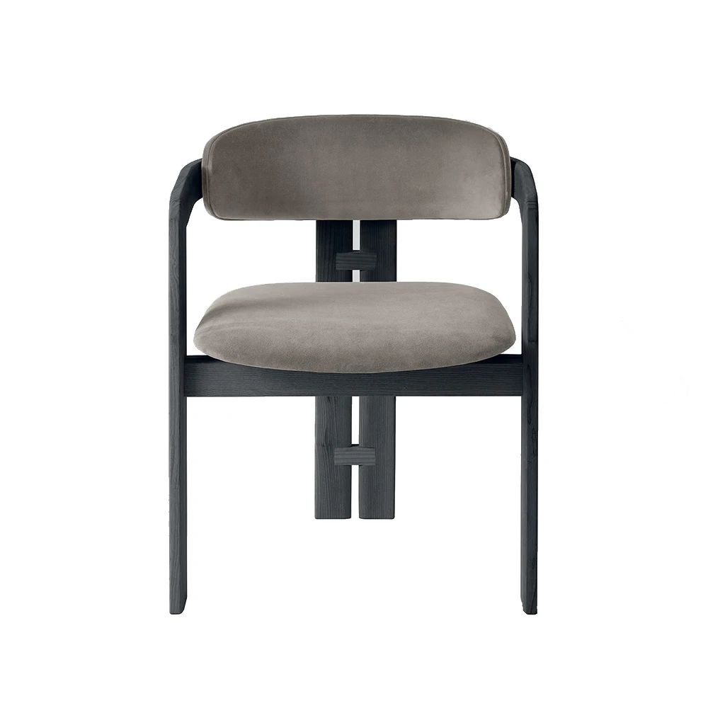 modern luxury customizable velvet fabric dining chair with armrest soild wood frame