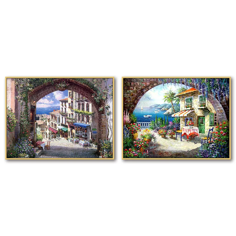 Cross Stitch Kits Embroidery DIY Needlework 11CT Stamped Kit and 14CT Counted Set for Home Decoration Patterns Landscape NCMS091