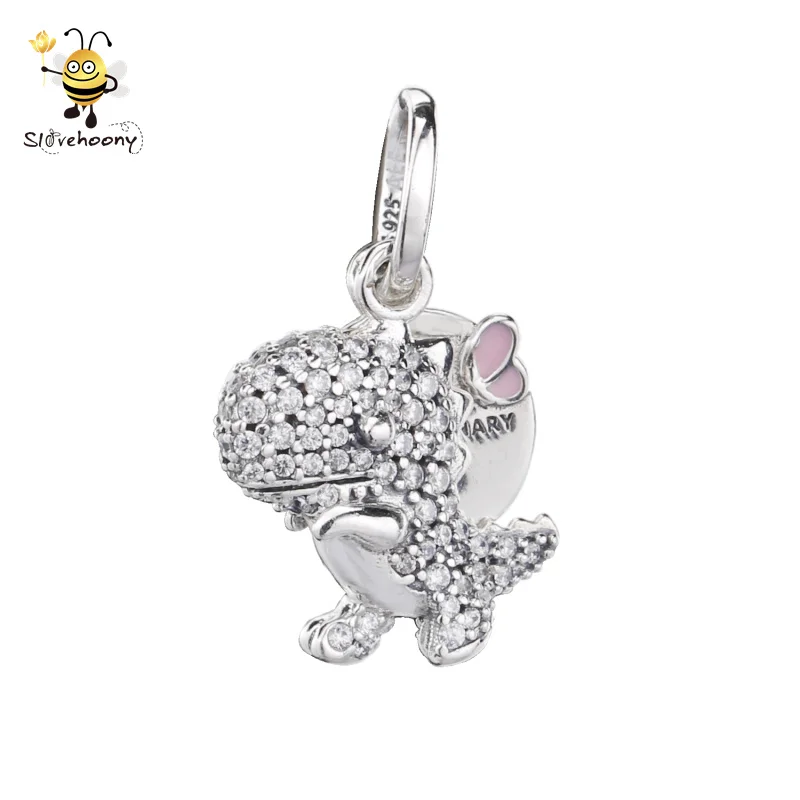 Онлайн-магазин Китай оптом сделай сам серебро 925 пробы блестящий ПАВЕ динозавр очаровательные браслеты ювелирные