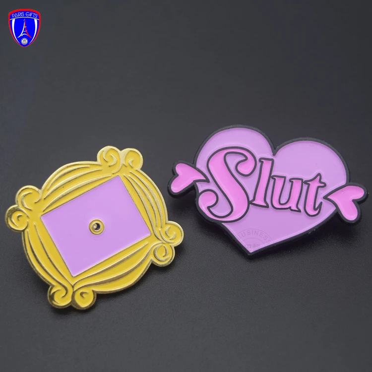 hot selling soft enamel yellow and purple colorful lapel pin heart shape lapel pin badge for kids decoration