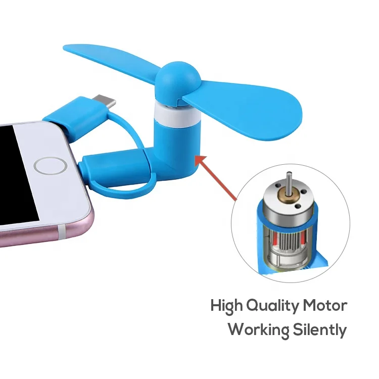 2020 Universal 3 in 1 for 8 Pin for Lighting for type C for micro usb Portable Charge Custom Logo Mini Smart Cell Phone USB Fan