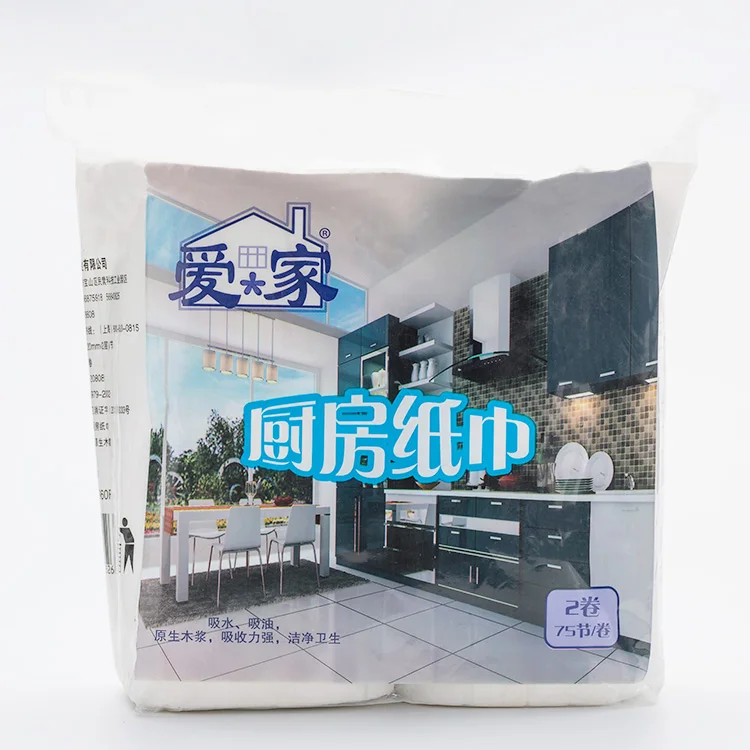 100% Recycle Pulp Paper Towel Strong Water Absorbent Kitchen Paper Towels Custom Embossed Kitchen Paper