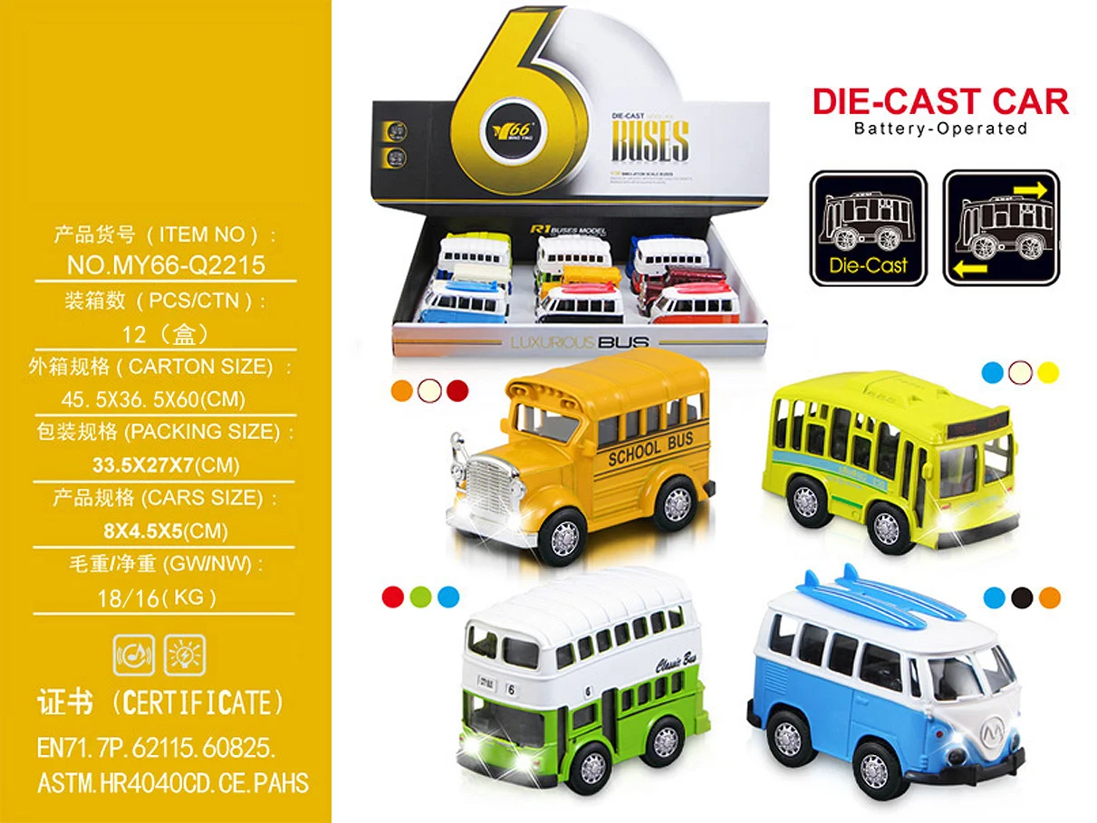 Die cast model Toy 1:36Q Alloy Bus car Cool Double decker bus back pull light music toy model car