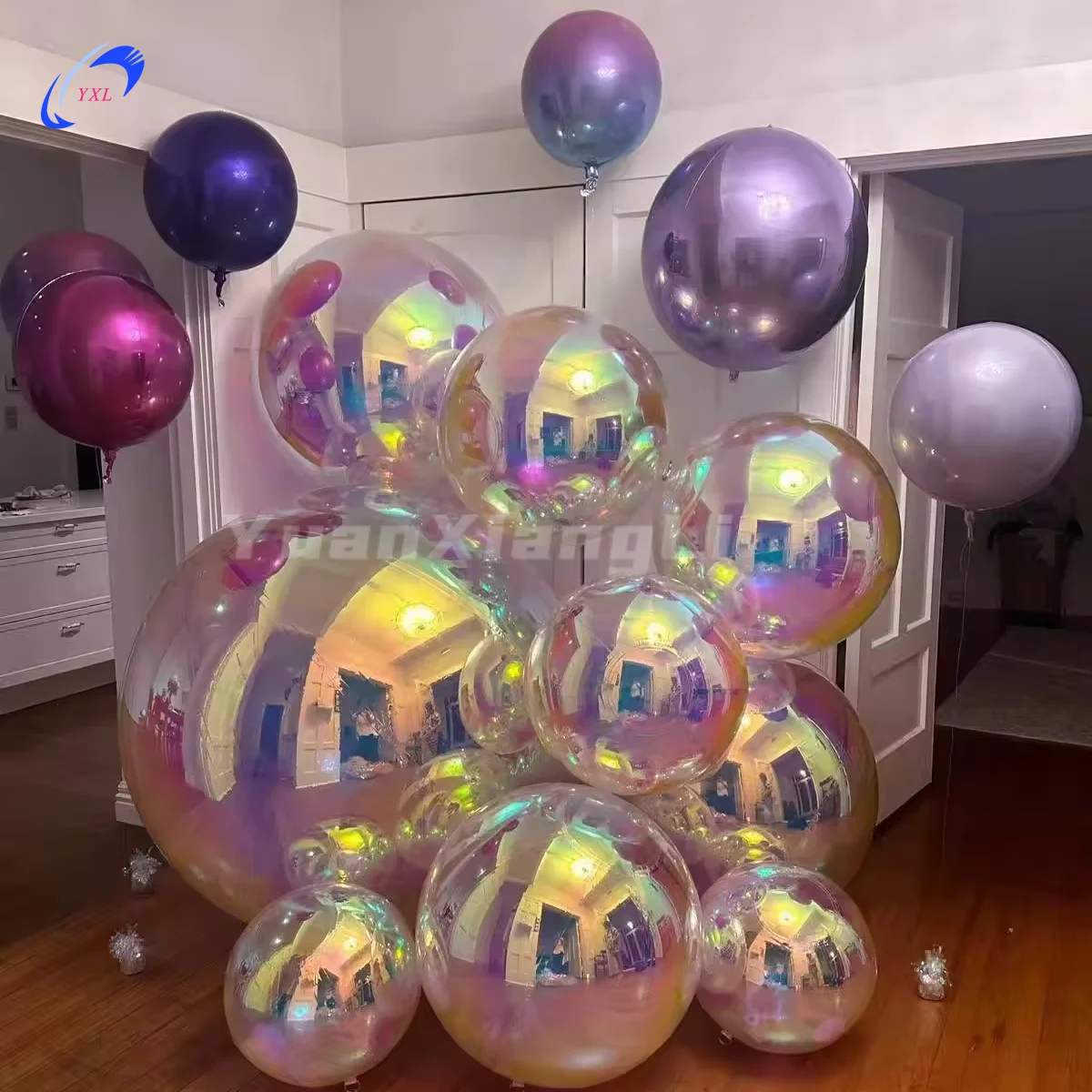 Giant inflatable balloon colorful mirror ball wholesale disco shinny laser inflatable mirror outdoor balloons for decoration