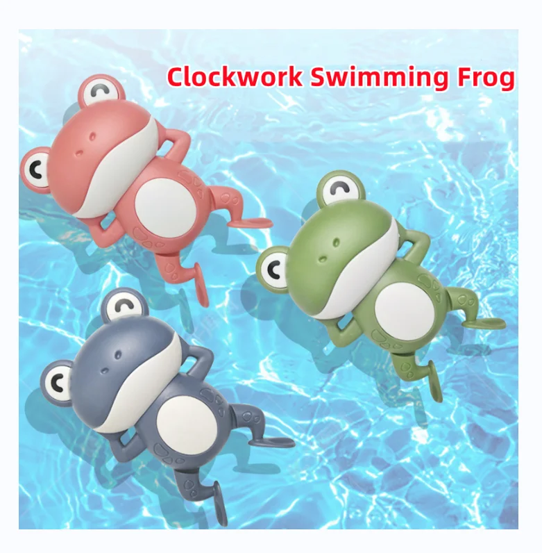YIWU AULLAN 2022 Water Toy Chain Clockwork Baby Swimming Bath Toy Animal Windup  Float Bath Toys Frogg