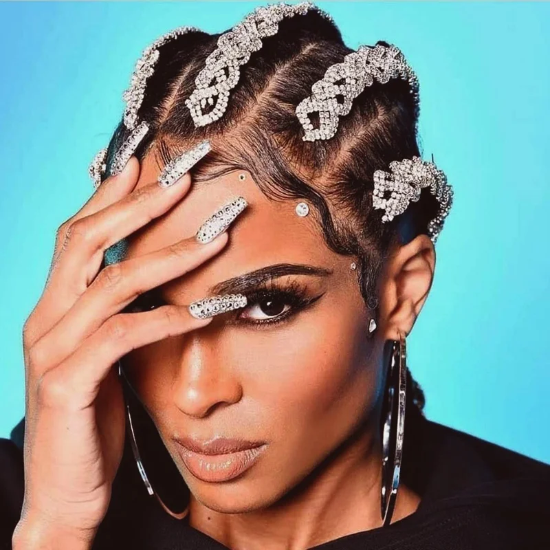 
New Design Long Braided Rhinestone Hair Accessories Bing African Small Braid Hip Hop Trendy Street Photo Euro-American Jewelry 