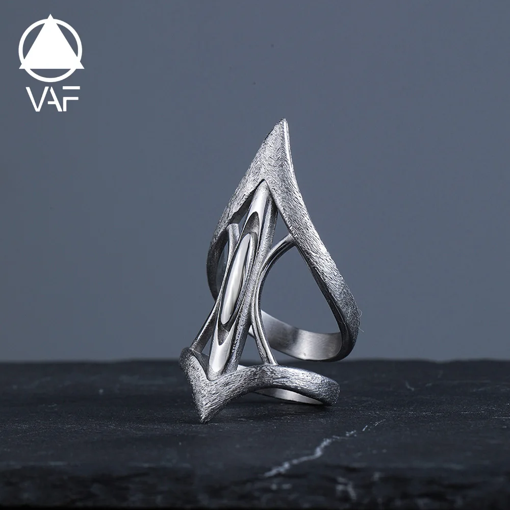 VAF WOW!!! Newest Design Alien Hollow Frosted Ring Spiked Stainless Steel Unisex Hip Hop Men Women Rings
