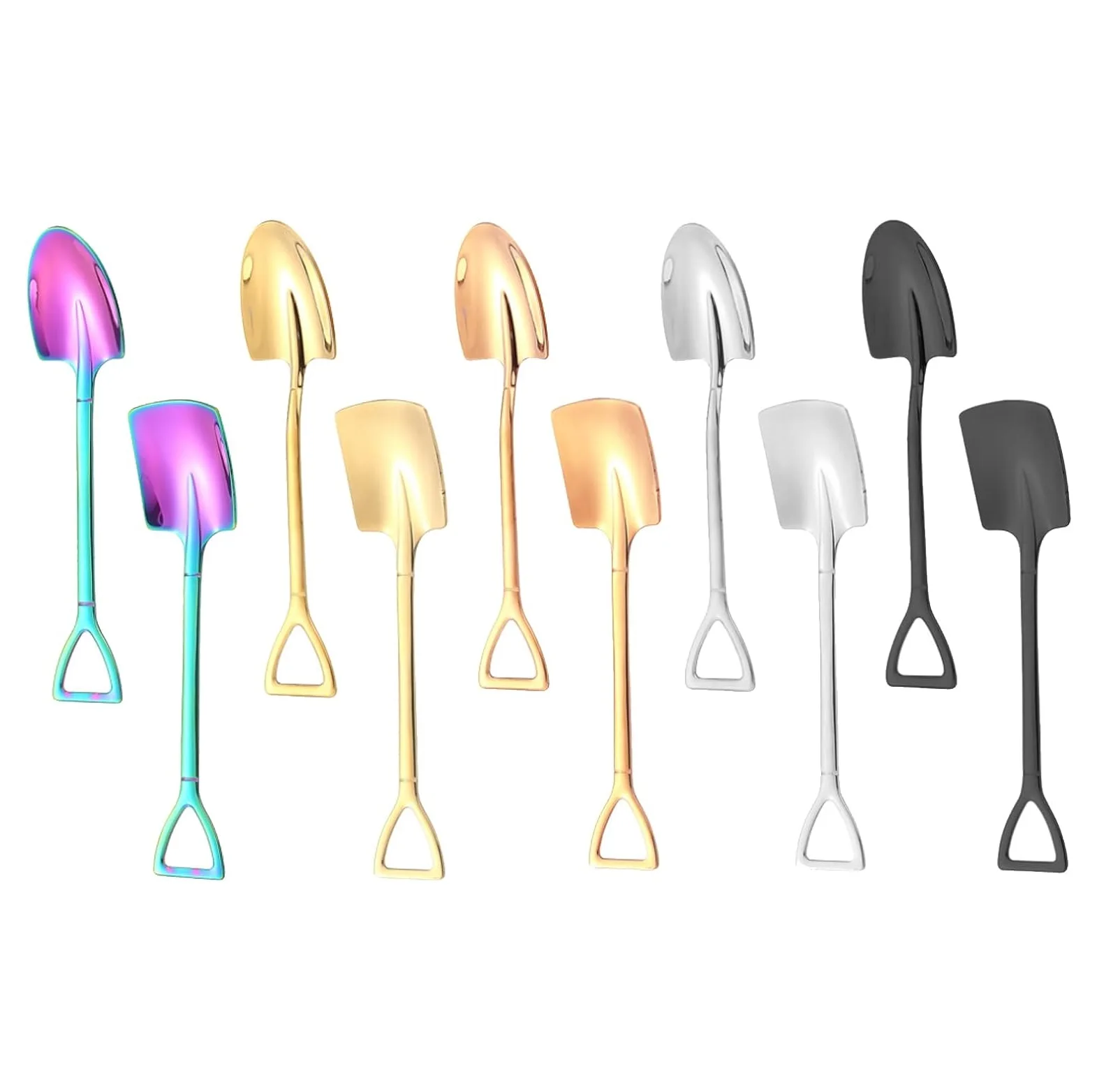 Reusable Metal Shovel Spoons Stainless Steel Dessert Spoon For Fruit Coffee Tea Ice Cream