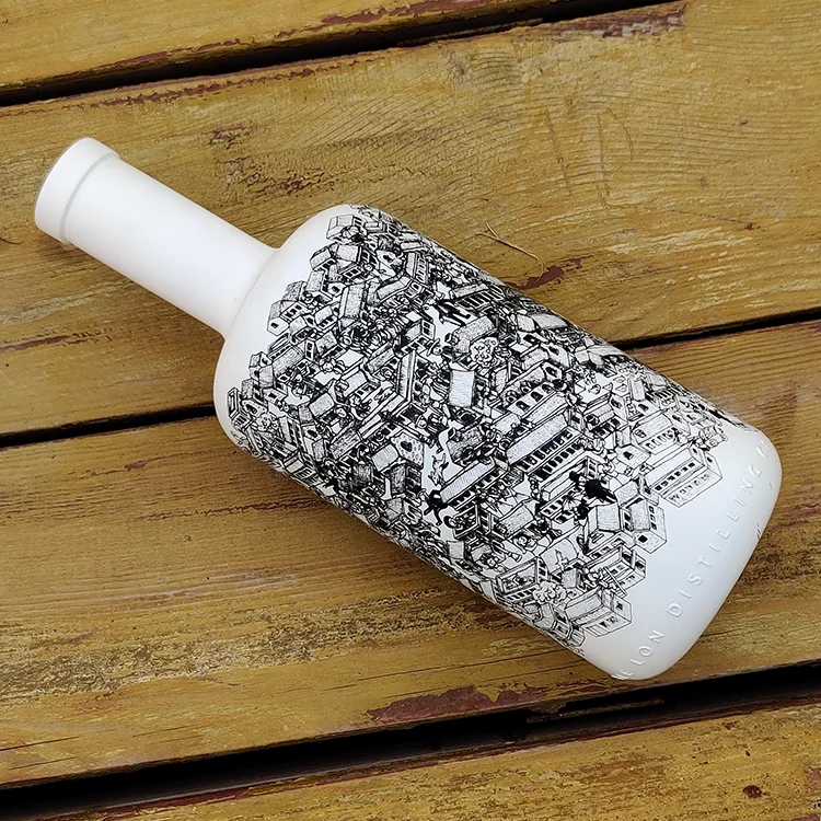 RSG Custom 700ml Gin 1 Liter Manufacturers Empty 750ml Cork Top Quality Round Frosted Vodka 500ml Glass Bottle for Liquor