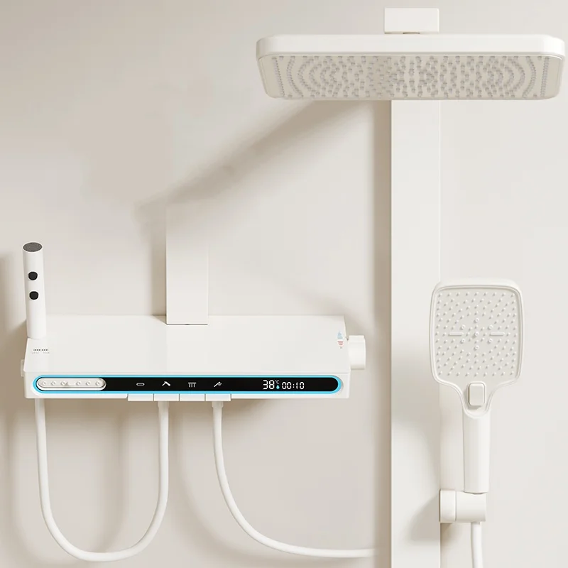 TIKTOK, белый свет, цифровой душ, ключ для пианино, ванная комната, большой дождь, светодиодный цифровой дисплей