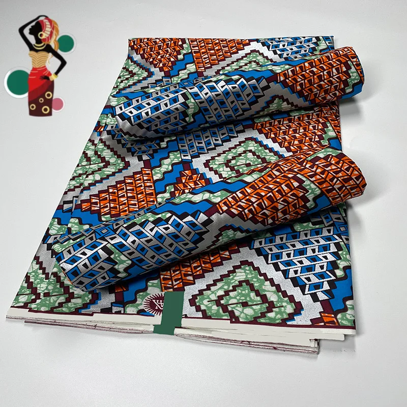 
Best Sale Custom Gold Silk Sequin Veritable Cotton Fabric African Wax Print 