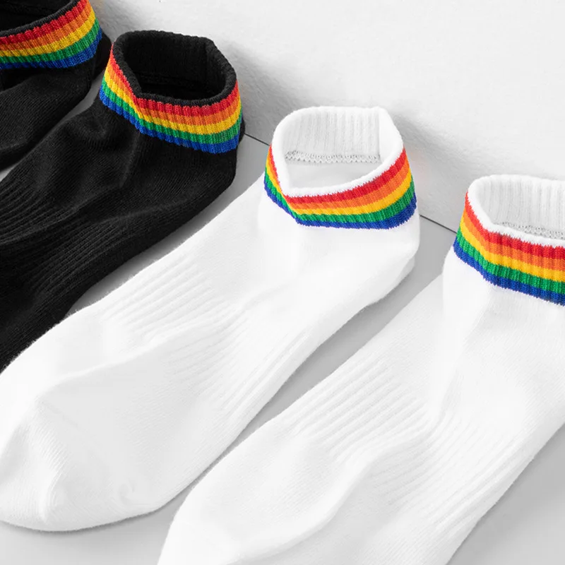 High quality breathable short pride loafer socks rainbow stripped no show socks summer