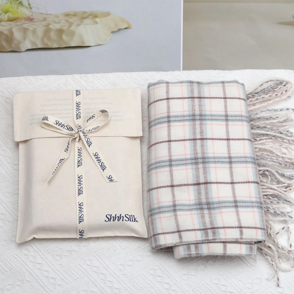 Eco-Friendly Black Canvas Envelope Clothes Packaging Shopping Bag With Ribbon Custom Logo Printed Cotton Gift Flap Dust Bag