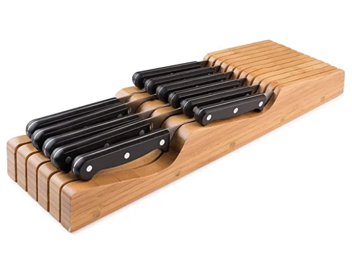 Natual Bamboo Wood Universal Magnetic Knife Oragnizer Block Holder Kitchen Bamboo Knife Storage Rack Display Stand