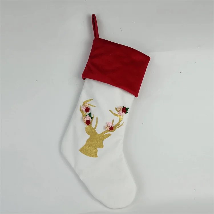Набор из 2 рождественских чулок с оленем, подвесное украшение для елки, подвесные чулки для рождественского камина, Рождественское украшение для семьи