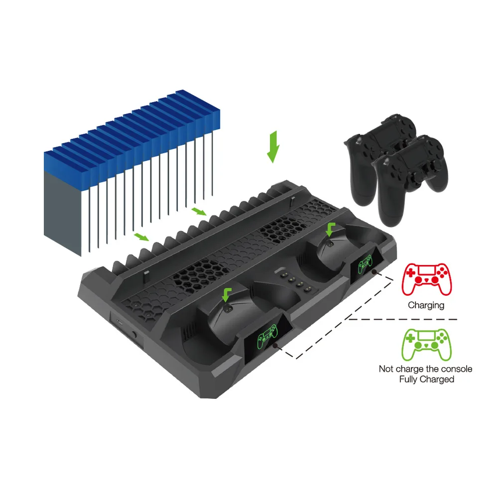  Многофункциональная подставка для охлаждения PS4 Sony playstation 4 с зарядной станцией двух