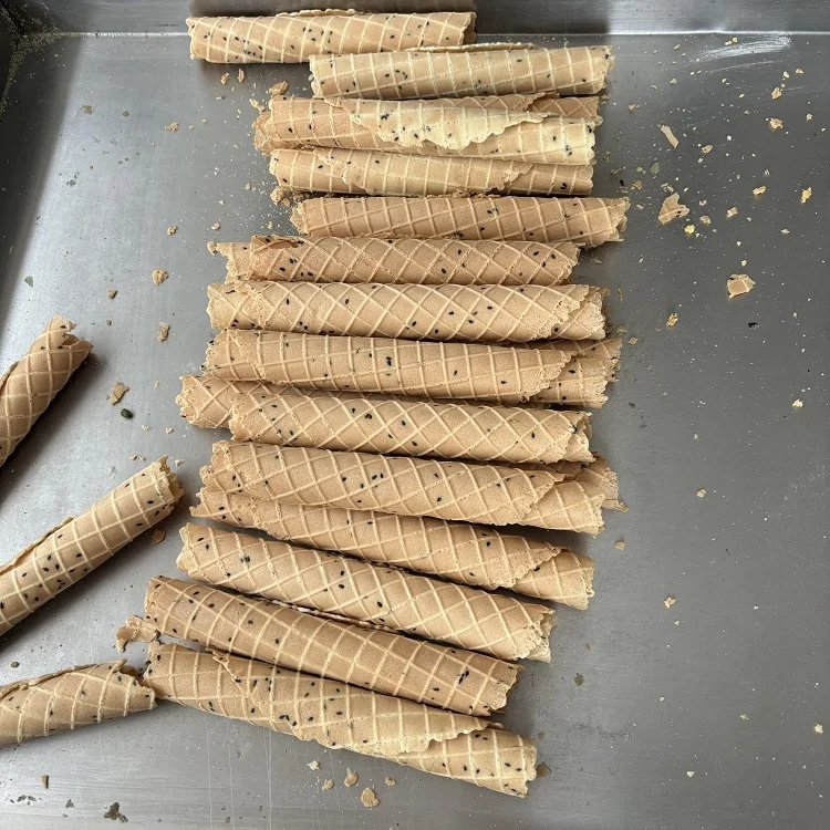 Automatic Egg Roll Making Machine Wafer Cookie Baking Machine Mesin Kue Semprong Adjustable Size Rolled Wafer Cutting Machine