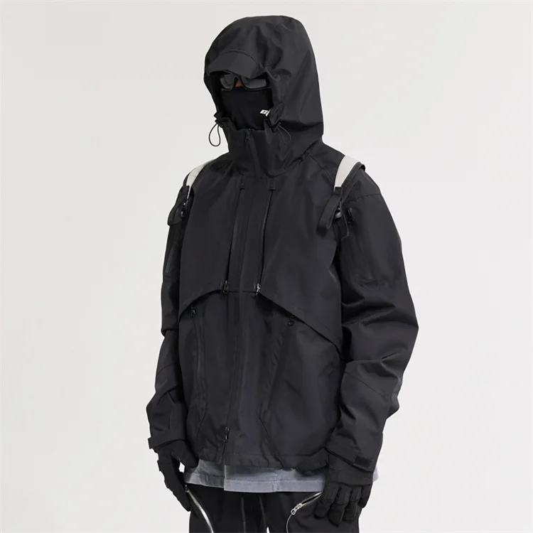 Waterproof  windproof outdoor hidden zipper hooded 3 in 1 functional charge jacket heavy cotton padded cotton jacket