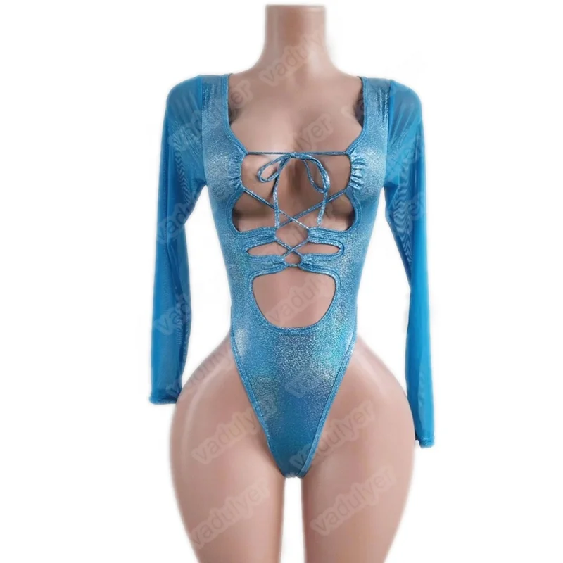 Wholesale Bottle Girl Outfits Holographic Shine Club Waitress Uniforms