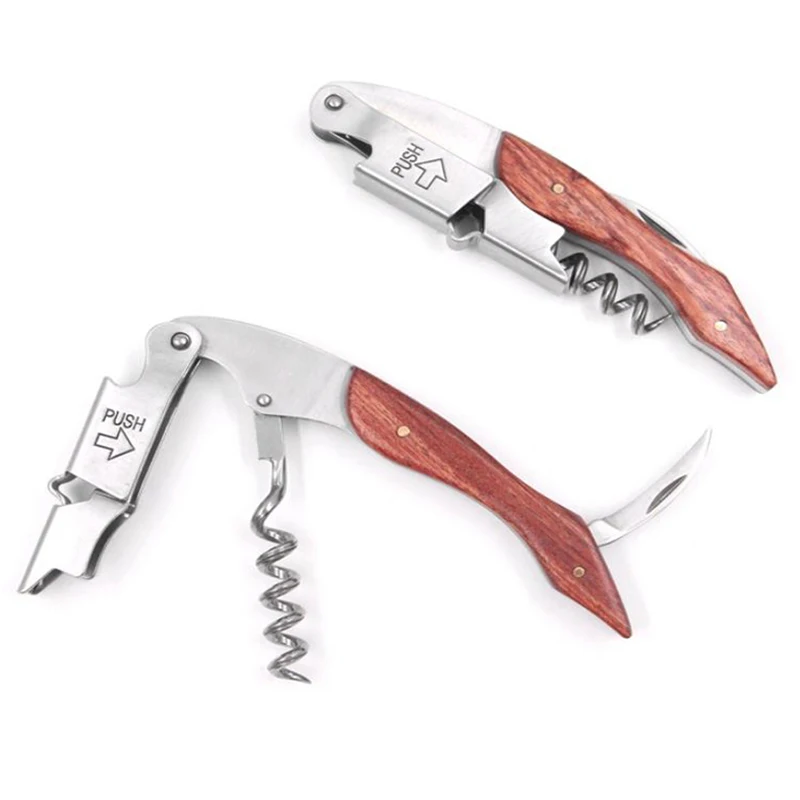 RTS Personalized Stainless Steel with wooden murano wine corkscrew wine opener bottle opener