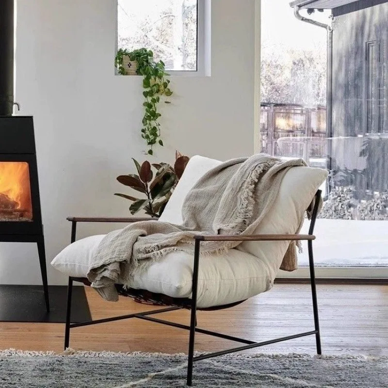 Wabi-sabi style simple furniture armrest leisure relaxation chair living room furniture sofa chair villa lounge chair