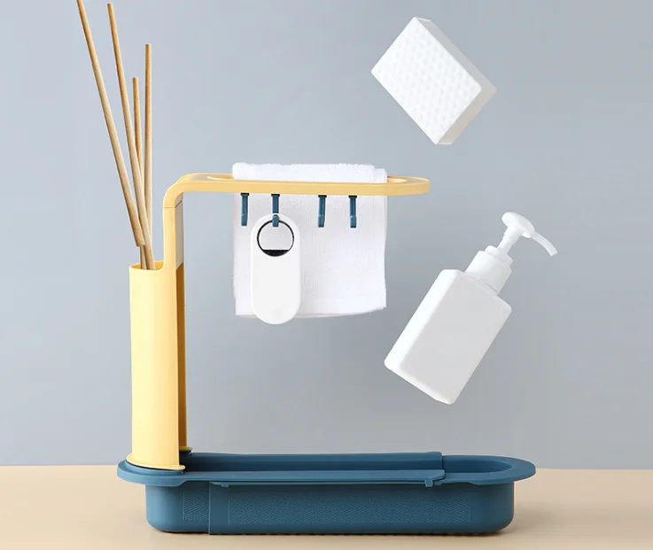 Бытовой без перфорации женские темно-синие спонжевой насадки дренажная стойка Раковина Стеллаж для хранения