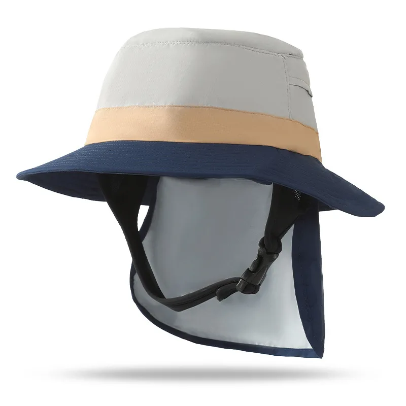 Surf bucket hat fishing hat hiking unisex adjustable chin strap adult fisherman surfing bucket hat with neck cover
