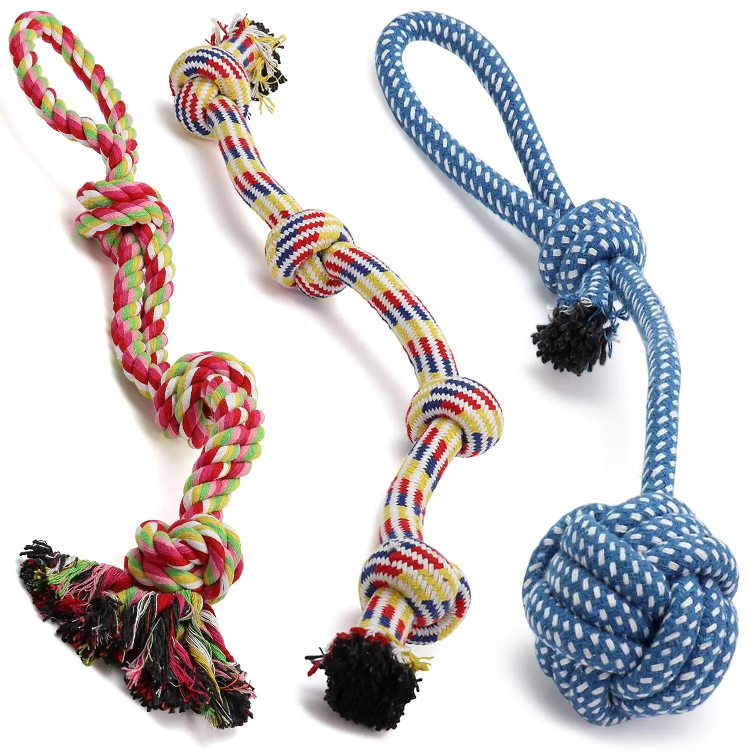 Factory wholesale 11pack handmade kone cotton dog rope toy set for pet chew toy Clean Teeth