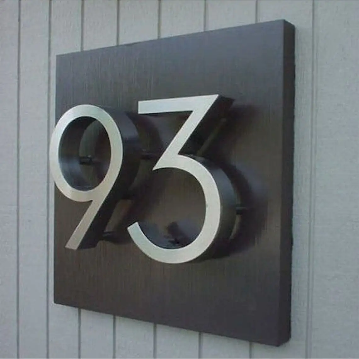 3D Design Sliver Stainless Steel Custom Modern Metal Acrylic Floating Outdoor House Number Sign