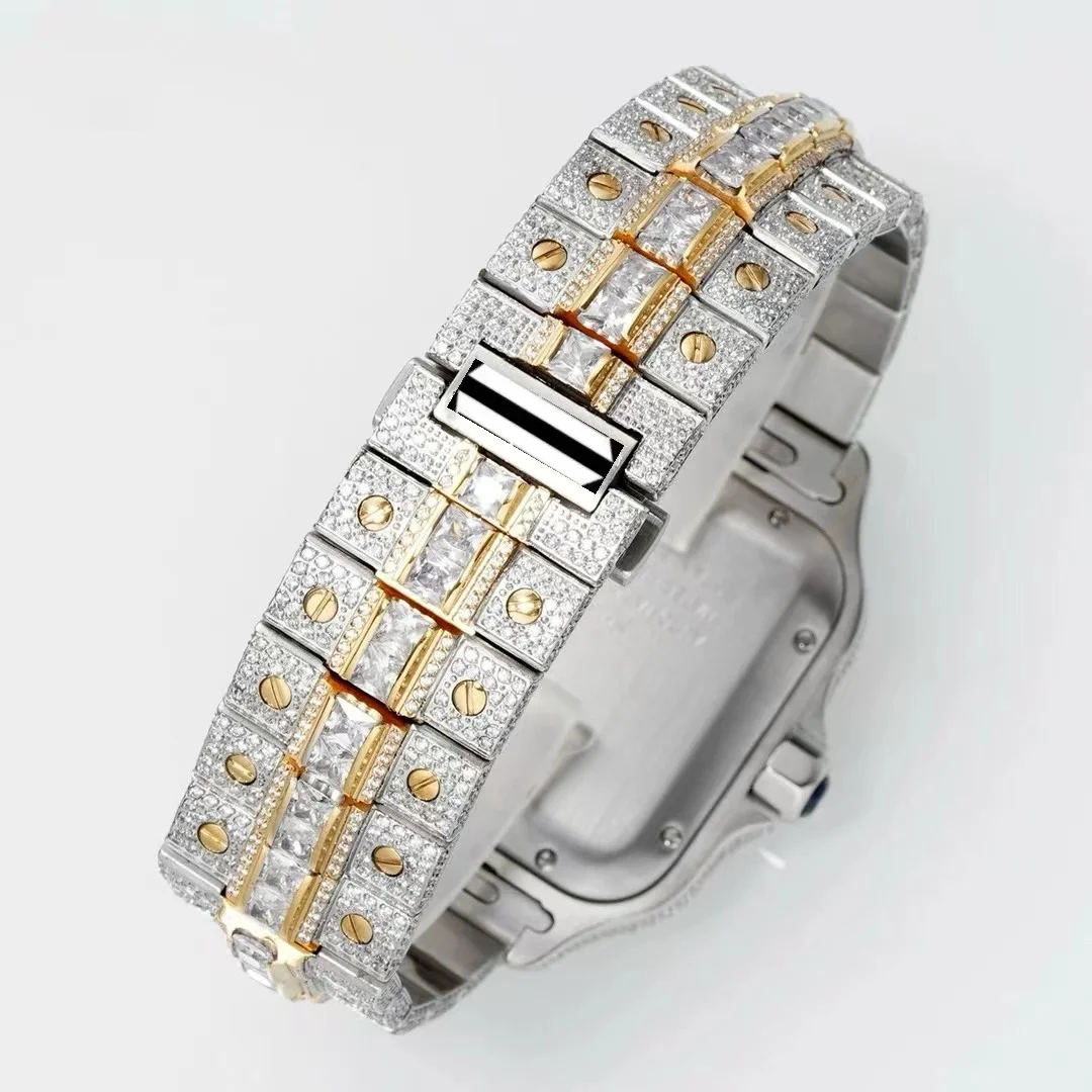 Factory Wholesale Hip women Diamond Automatic Movement Watch Luxury  VVS Moissanite watches iced out watches ffor menmen