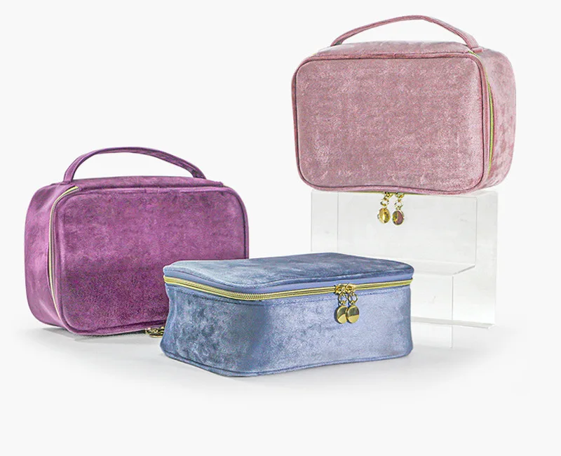 batch customization logo flannel cosmetics storage bags portable large capacity travel makeup case