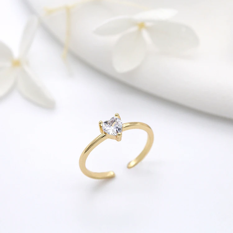 New Arrival 14K Gold Plated Zircon Heart Ring Cubic Zirconia Jewelry