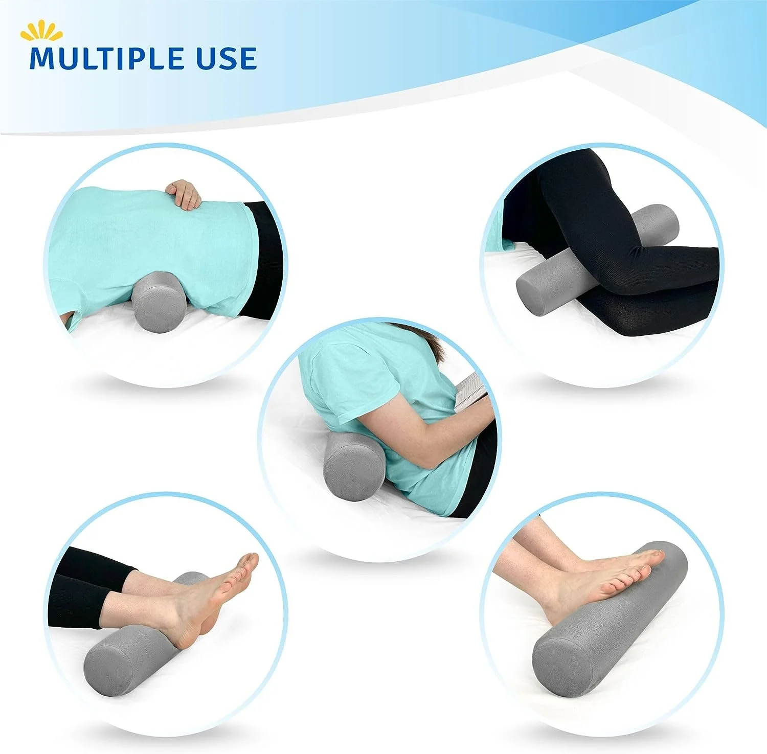 Cylinder Round Pillow for Pain Relief | Memory Foam Cervical Neck Roll Pillow for Sleeping Support with Removable Washable Cover