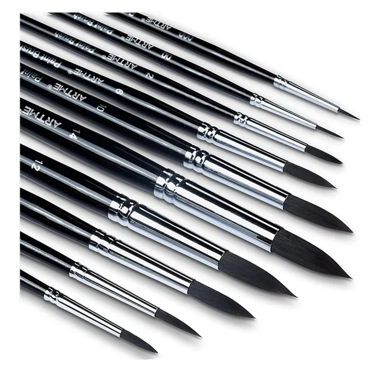 BESTLINE 2024 Round Detail Paint Brushes 10 Pcs Watercolor Paintbrush Set with Goat Hair Professional Watercolor Paint Brushes