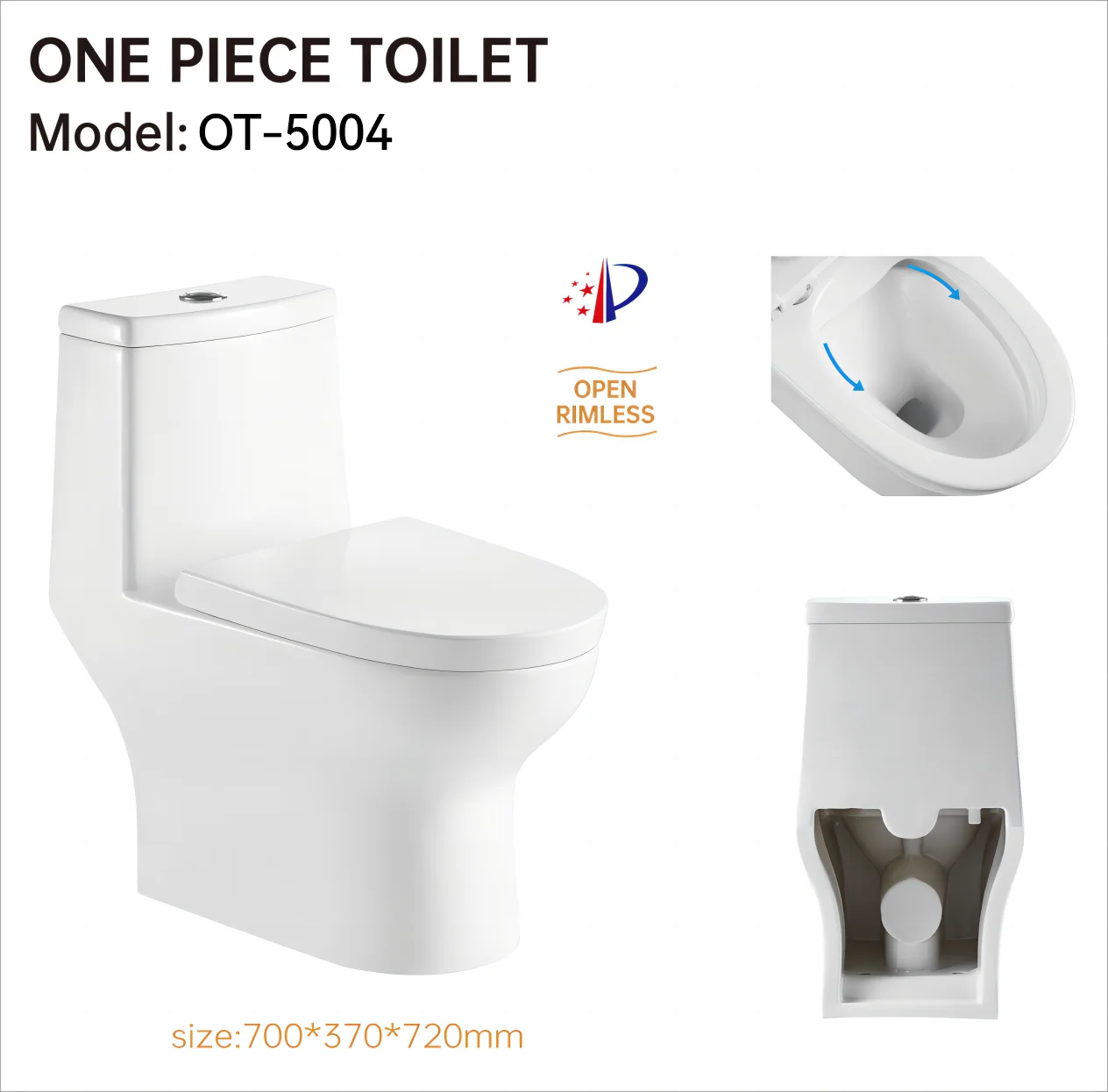 BTO bathroom water closet inodoros blancos baratos hotel closestool ceramic one piece wc toilets Washdown Open Rimless toilet