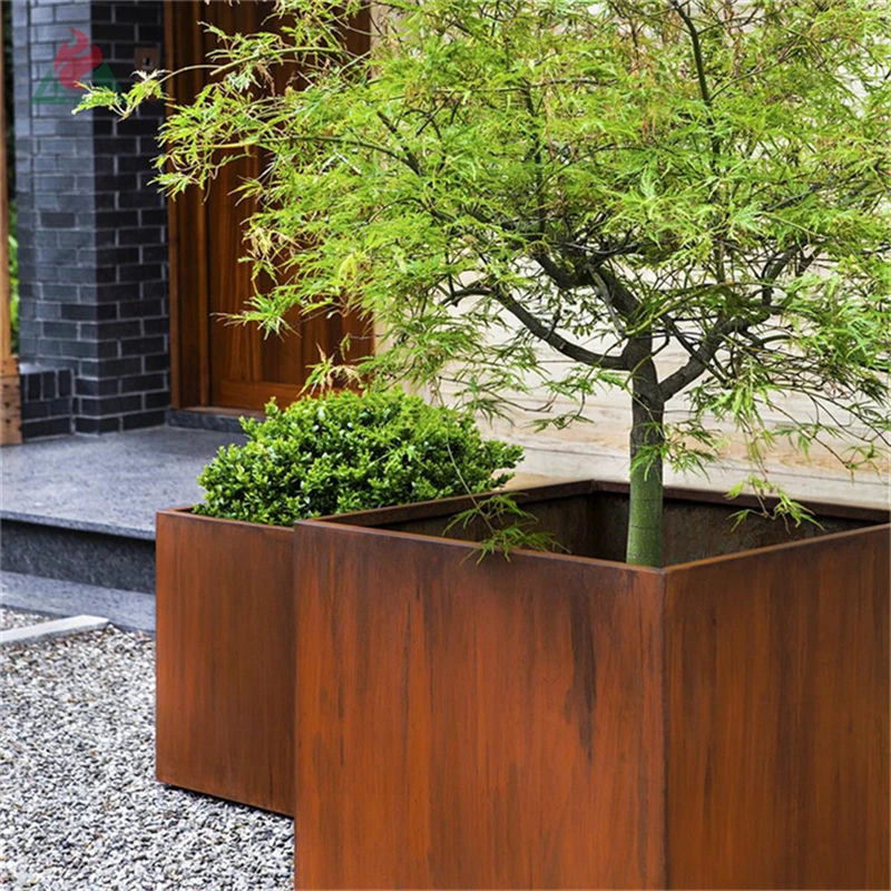 Hot Product Corten Steel Outdoor Metal Fence Planter With Privacy Screen Panel