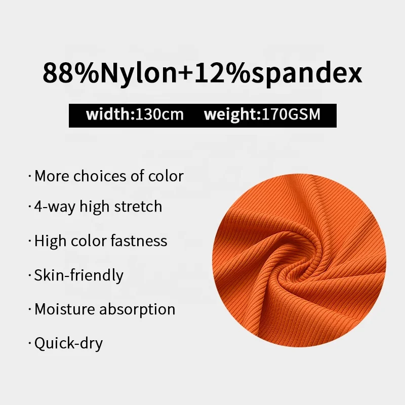 Custom high elastic textured stripe rib knit 4 way stretch nylon spandex fabric for women swimwear lingerie sports bra