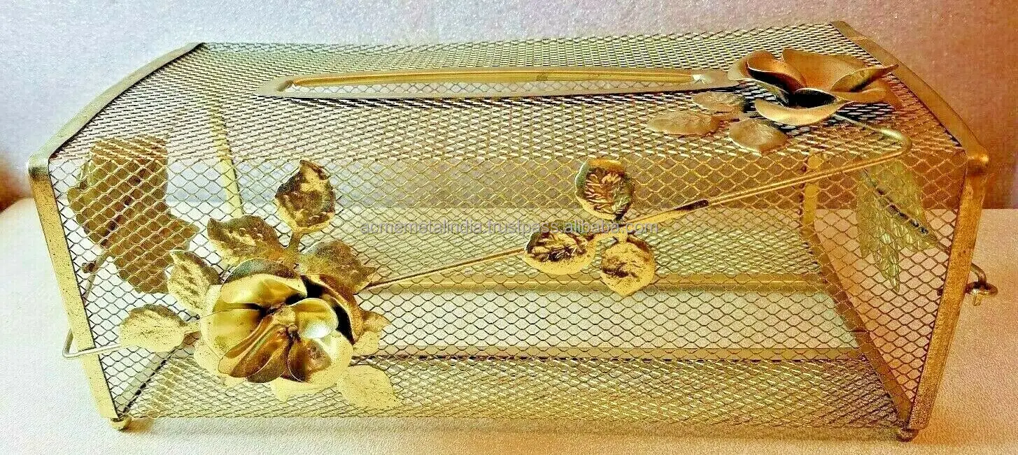 Элегантная золотистая металлическая сетчатая бумажная подставка для столешницы декоративная кухонная утварь аксессуары ресторанов и отелей