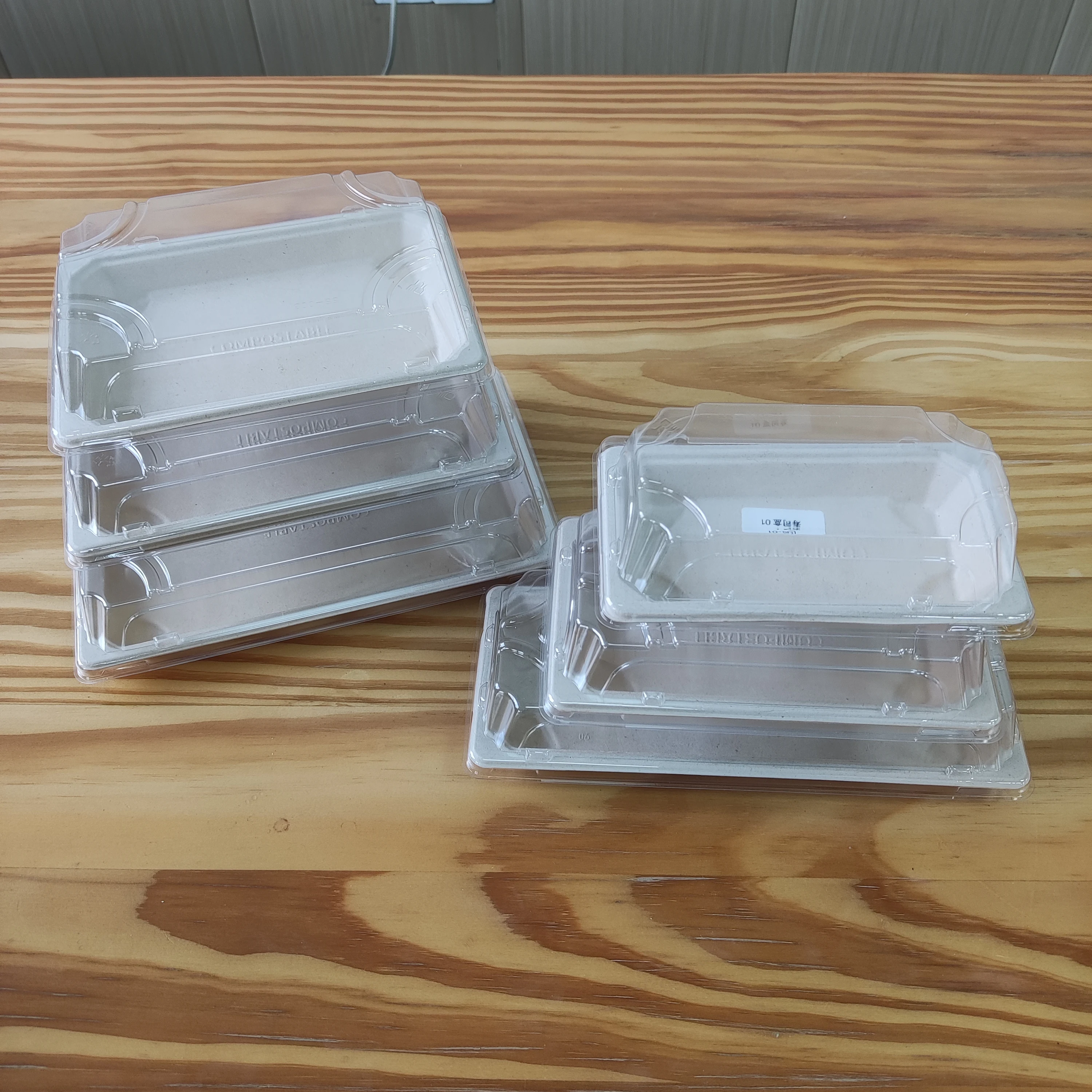 Sugarcane Pulp Eco Sushi Plate Made Of Sugarcane Pulp Biodegradable Pulp Sushi Packaging Take Out Container Food Box
